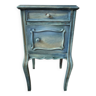 Old-fashioned blue patinated bedside