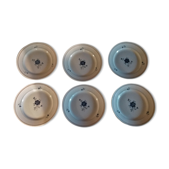 Series of six flat plates Moulin des Loups Orchies model Prisca 50s