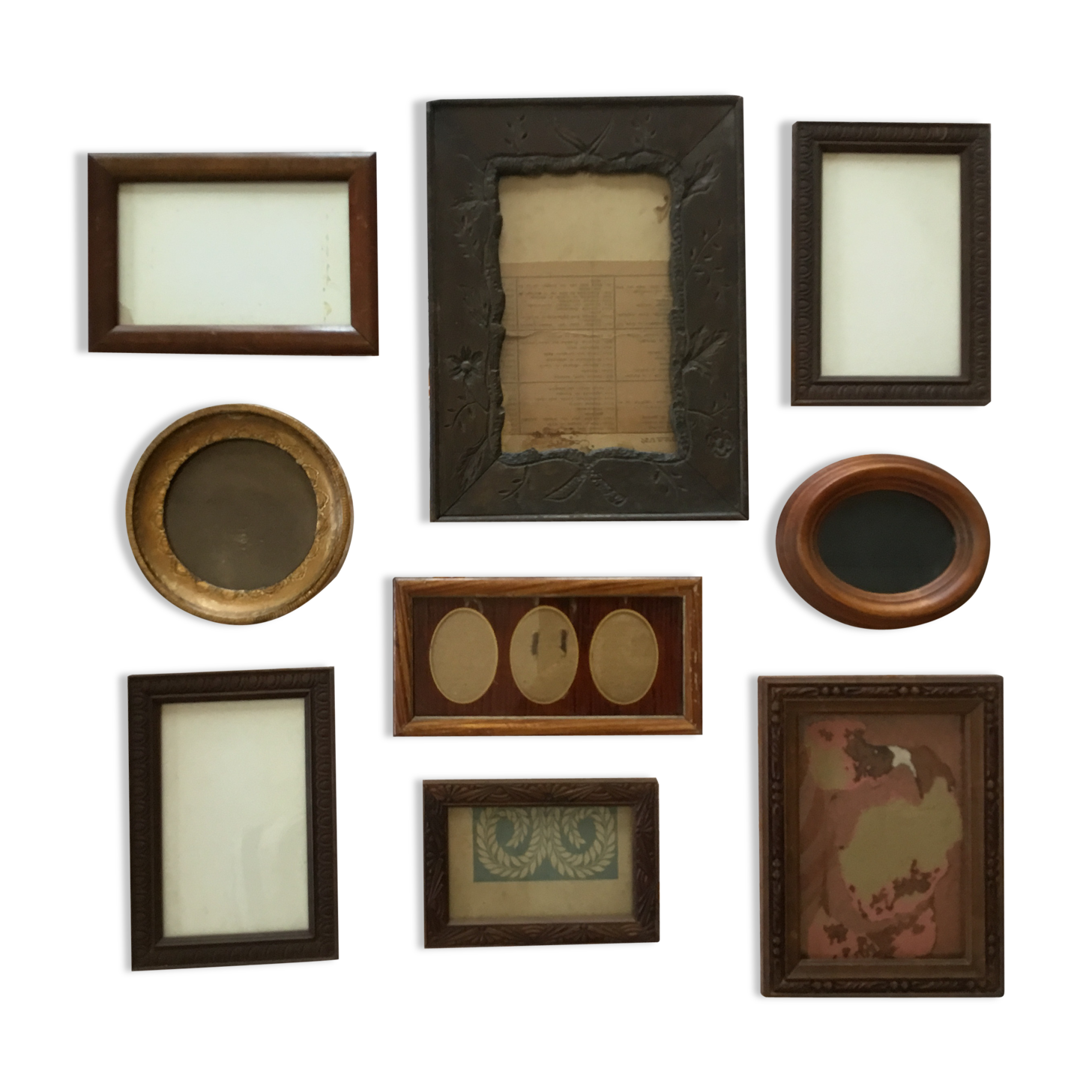 Lot of vintage wooden photo frames