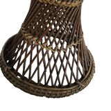 Old Diabolo Stool In Woven Rattan Year 60-70 Vintage Decoration