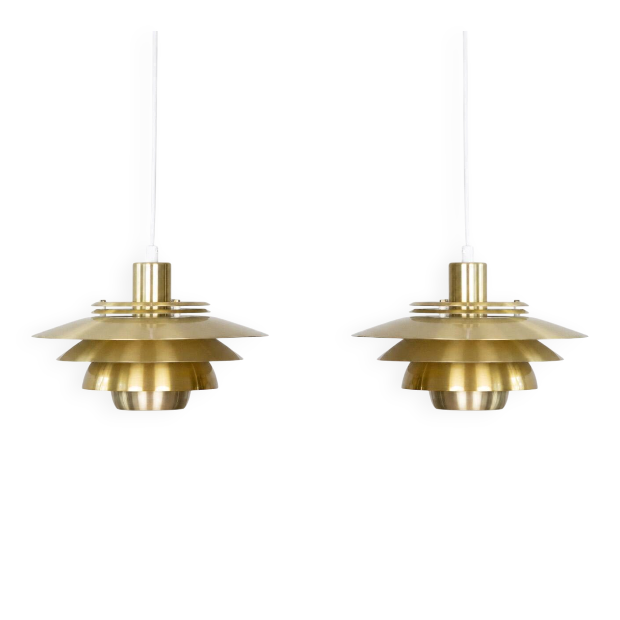 Pair of 2 Danish vintage pendant lamps Dania by Kurt Wiborg