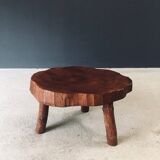 Handcrafted Teak Tree Trunk Tripod Coffee Table, 1960s