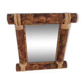 Bohemian bamboo wall mirror 40cm x 35.5cm