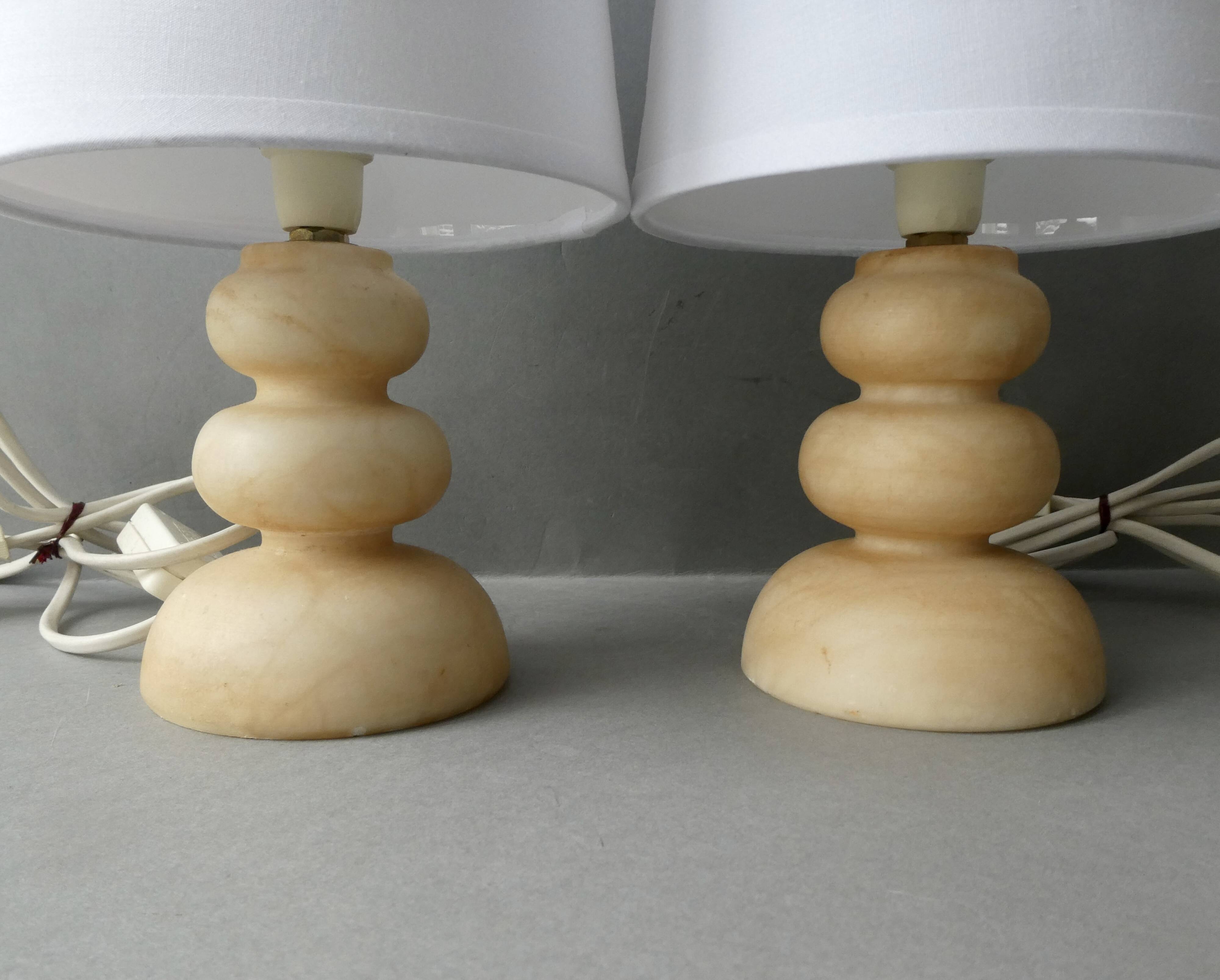 Pair of alabaster lamps, 70s-80s
