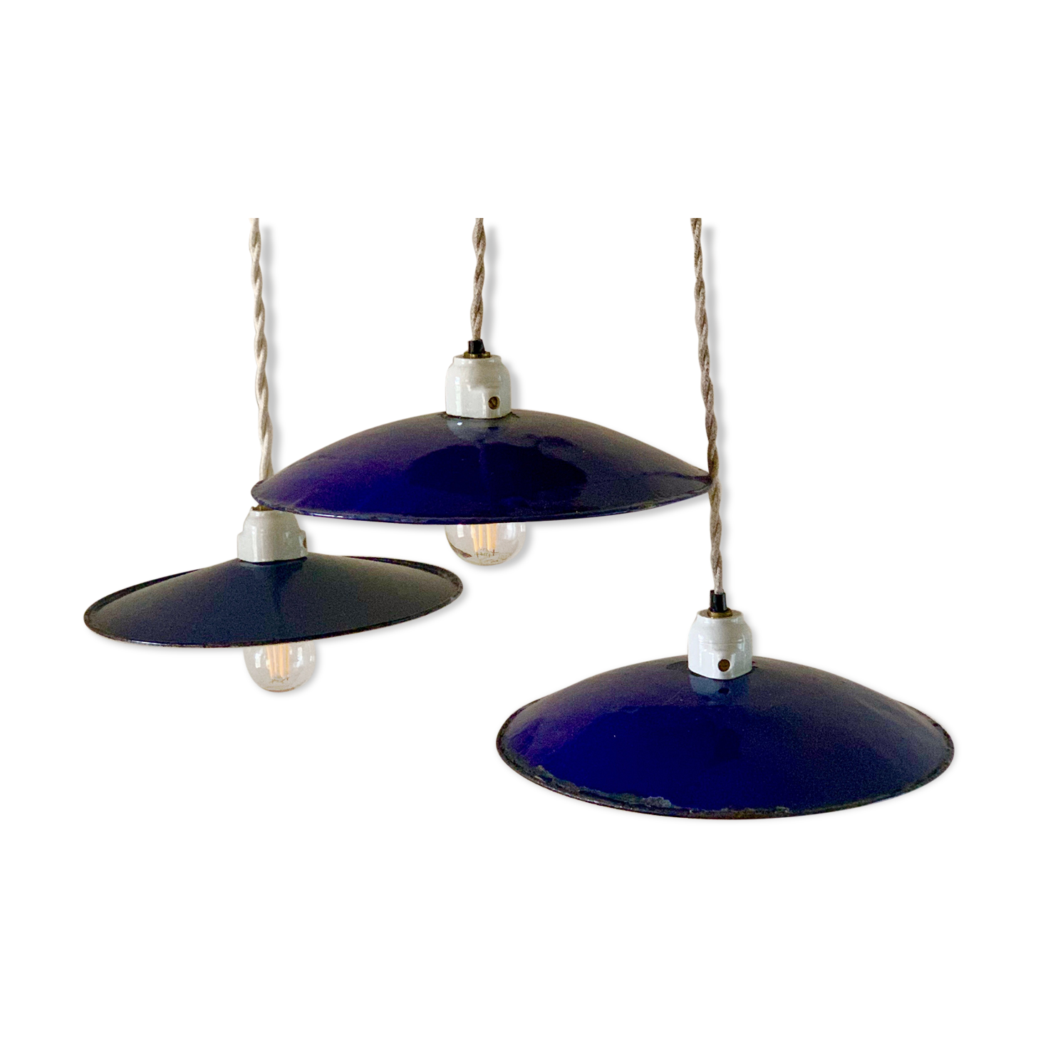 Set of 3 suspensions bistro sheet metal enamelled