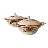 Pink Digoin soup tureens