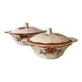 Pink Digoin soup tureens