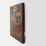 19th Century oak Traditional Religious Icon Saint Healing a Sick Person