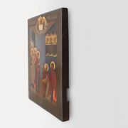 19th Century oak Traditional Religious Icon Saint Healing a Sick Person