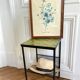 Vintage botanical board frame with blue flowers