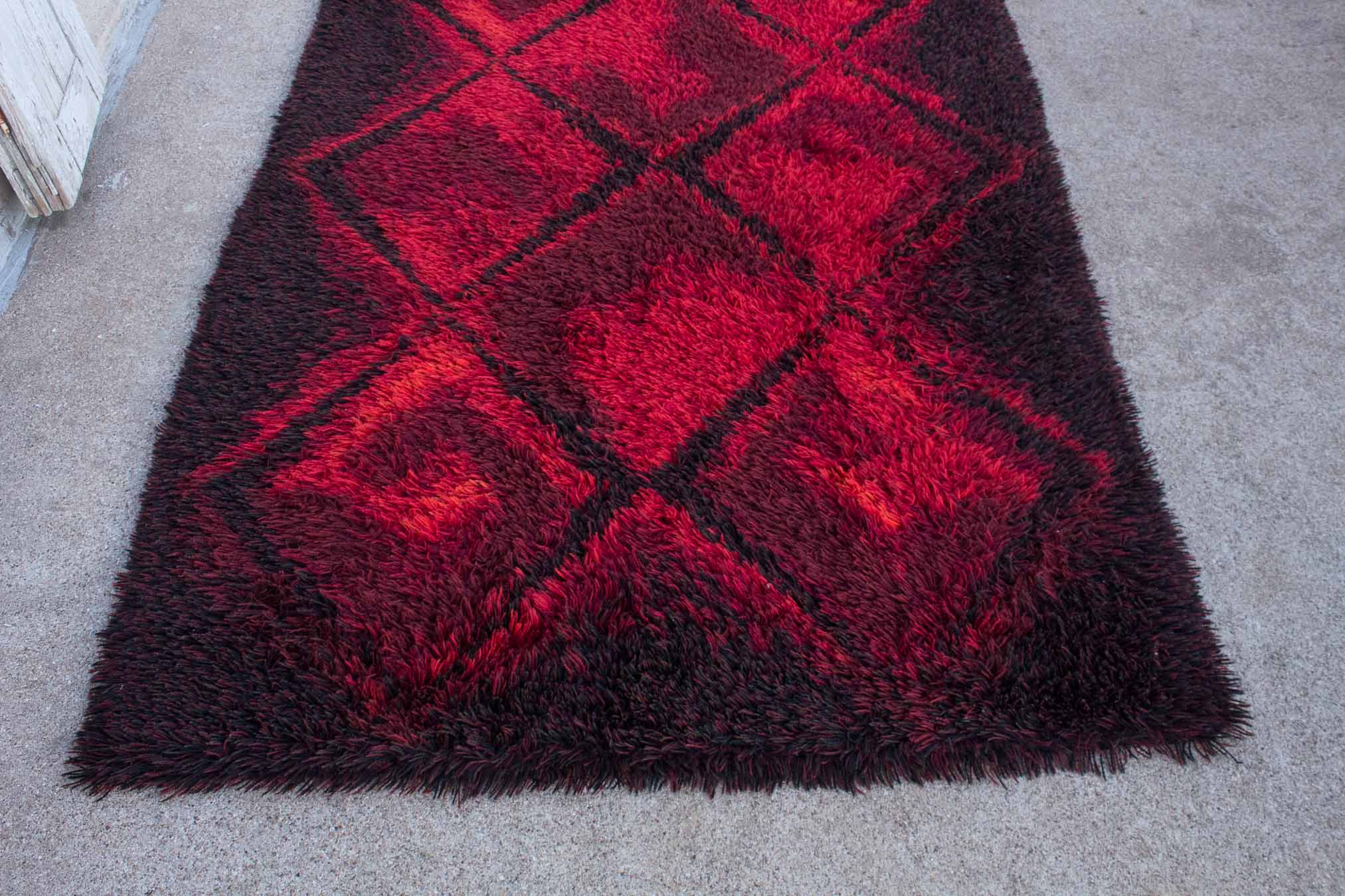 Scandinavian wool rug from Rya 70s.