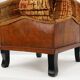 Art Deco walnut stool with original velvet upholstery, Italy 1920s