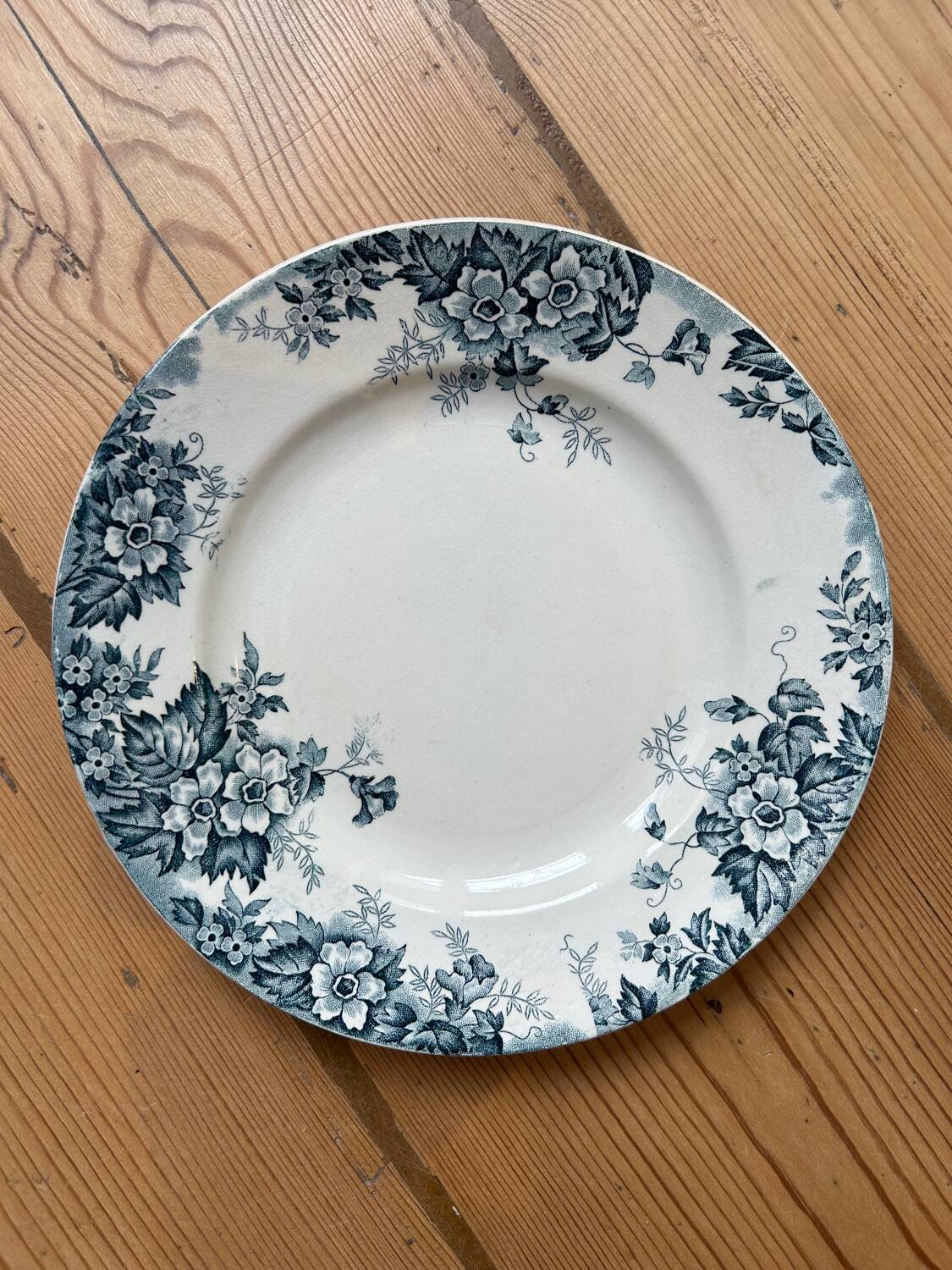 Set of 3 old flat plates Terre de Fer