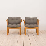 Pair of rattan Plexus armchairs by Illum Wikkelsø for Silkeborg Møbelfabrik, 1970s