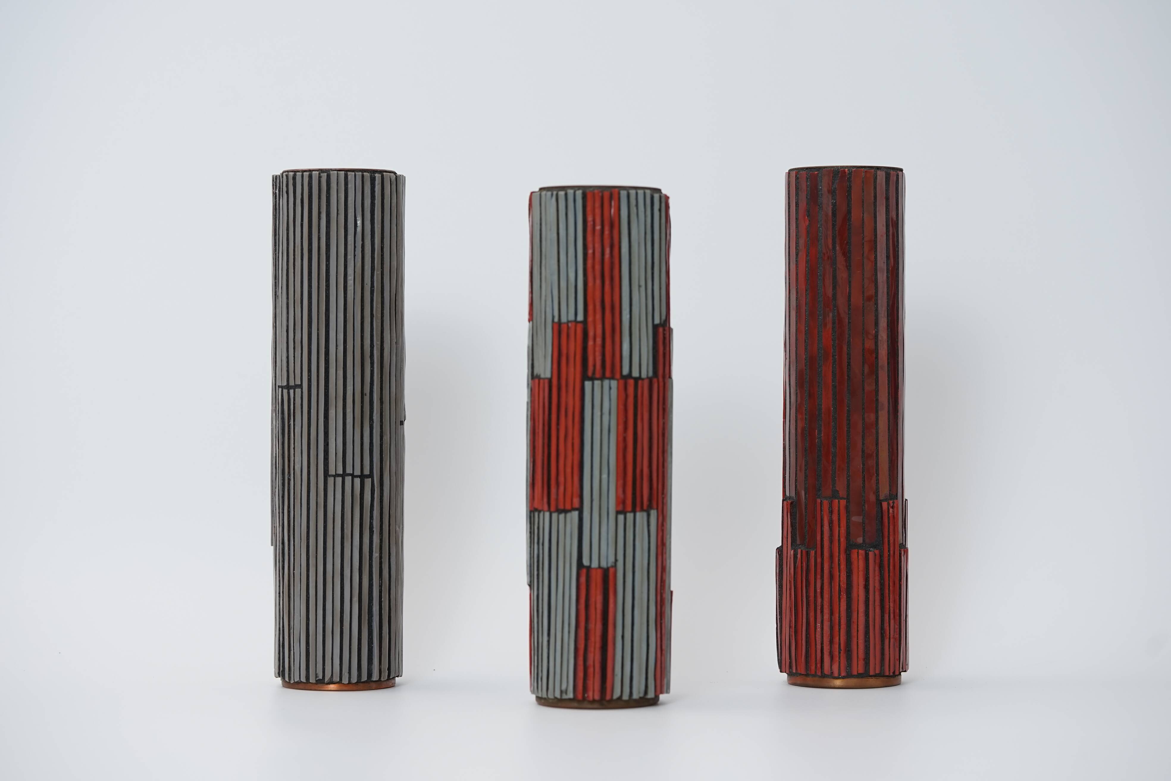 Vintage Pottery Mosaic Vases by W. Zimmermann for Ritter