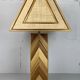 Midcentury pencil reed rattan bamboo and brass table lamp, 1970s
