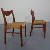 Set of Teak and Paper Cord Dining Chairs by Ejner Larsen for Glyngøre Stolefabrik, 1960s