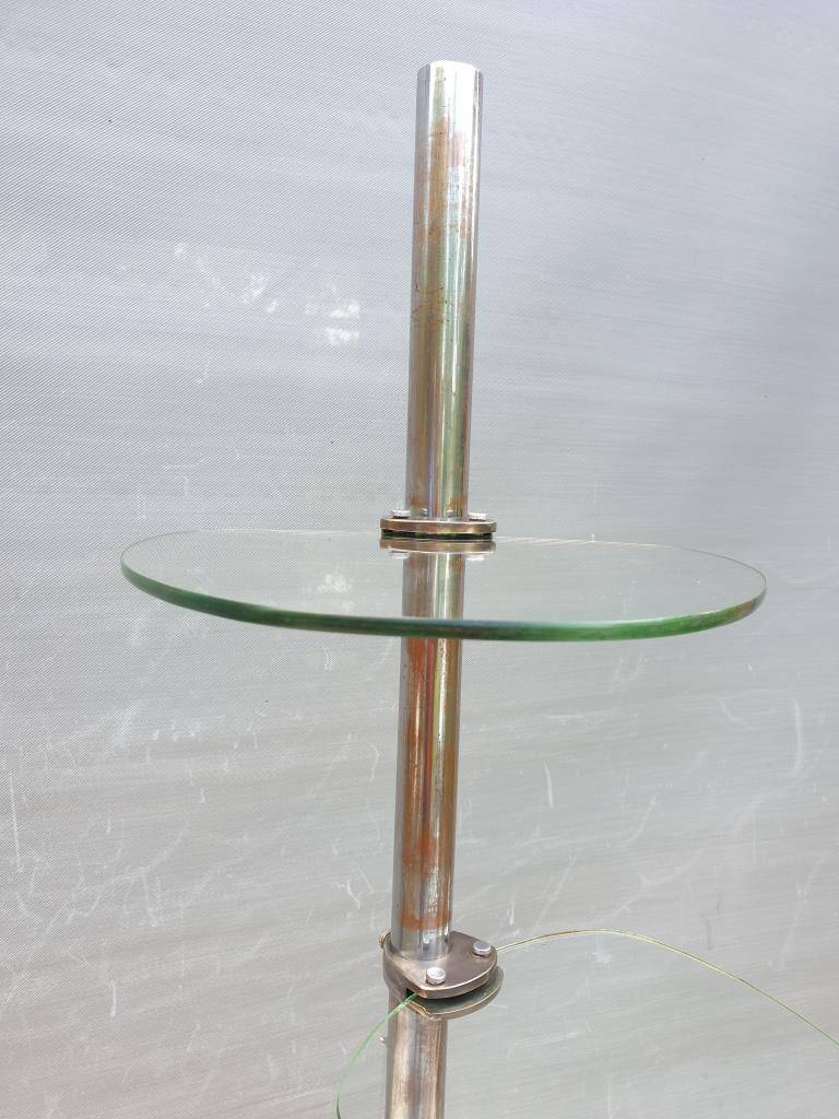 Art Deco chrome brass display 3 glass shelves