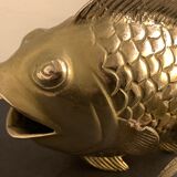 Koi fish vase, solid brass carp, Japan, late nineteenth century