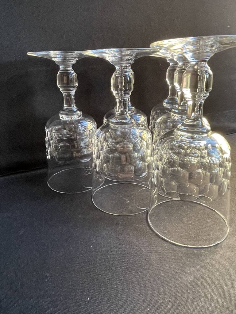 6 Blown and cut crystal water glasses – Art Nouveau