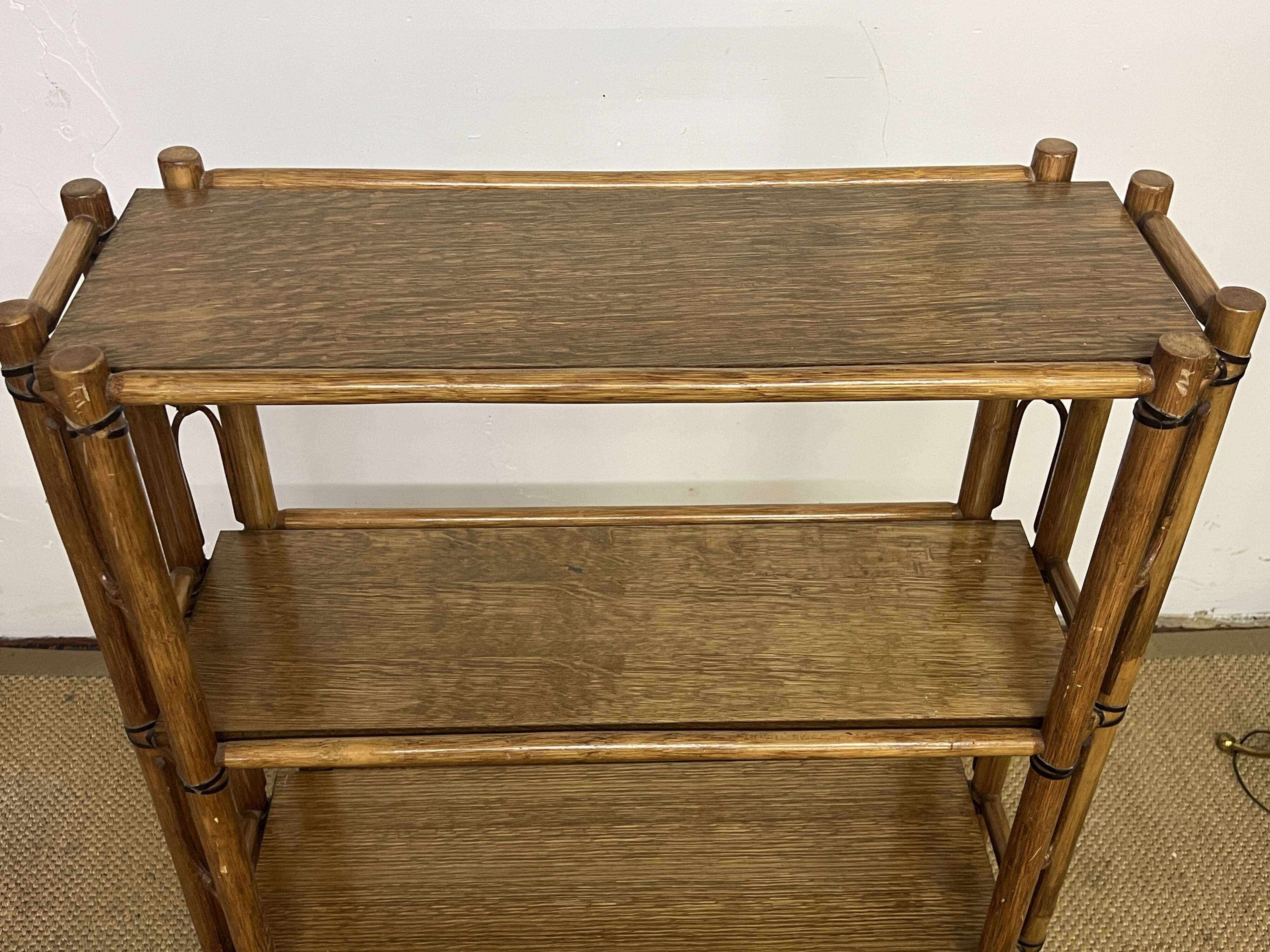 Bamboo and wood bookcase shelf, 1960