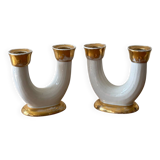 Ceramic candlesticks, Lucien Brisdoux (1878-1963)