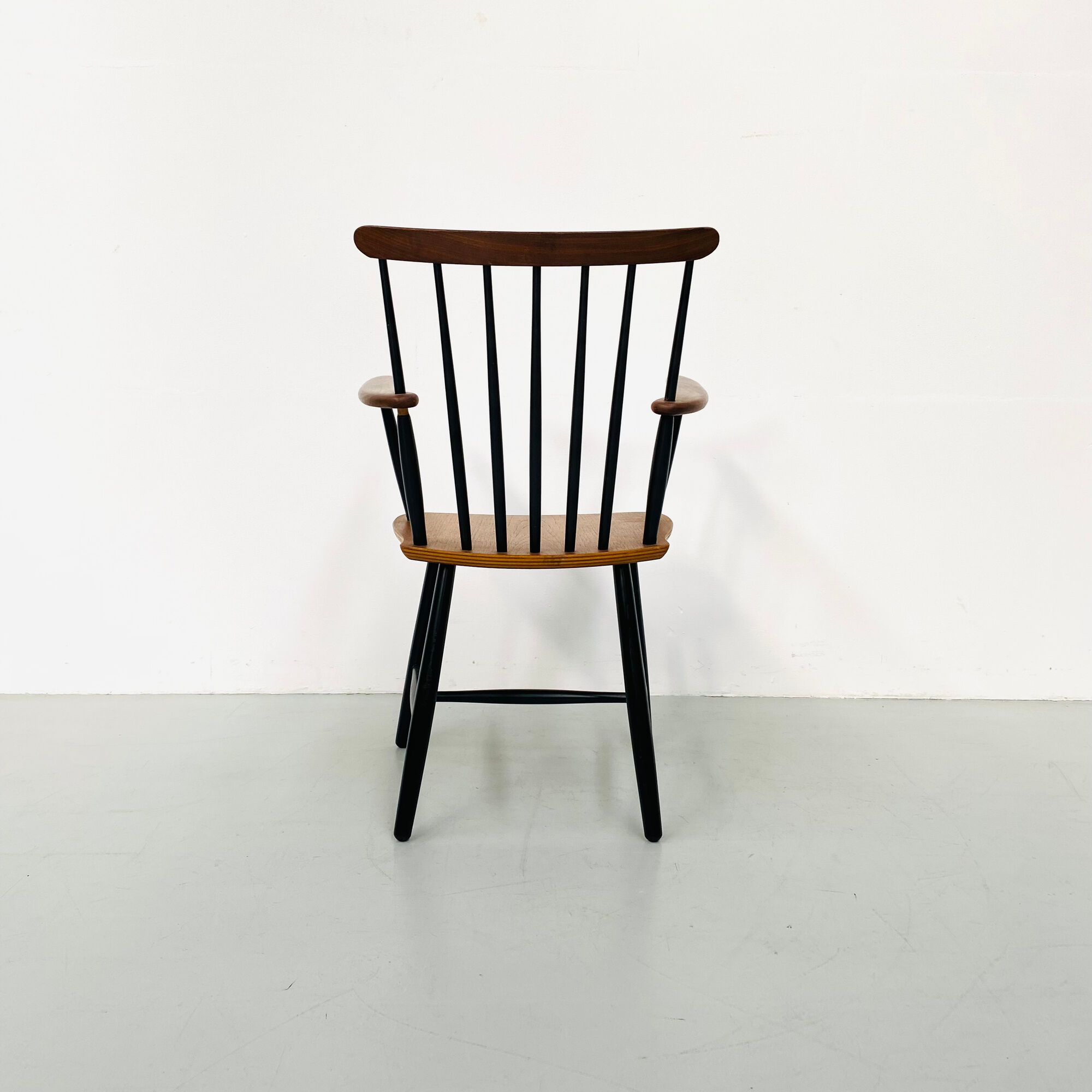 Danish spindle teak armchair, 1950s