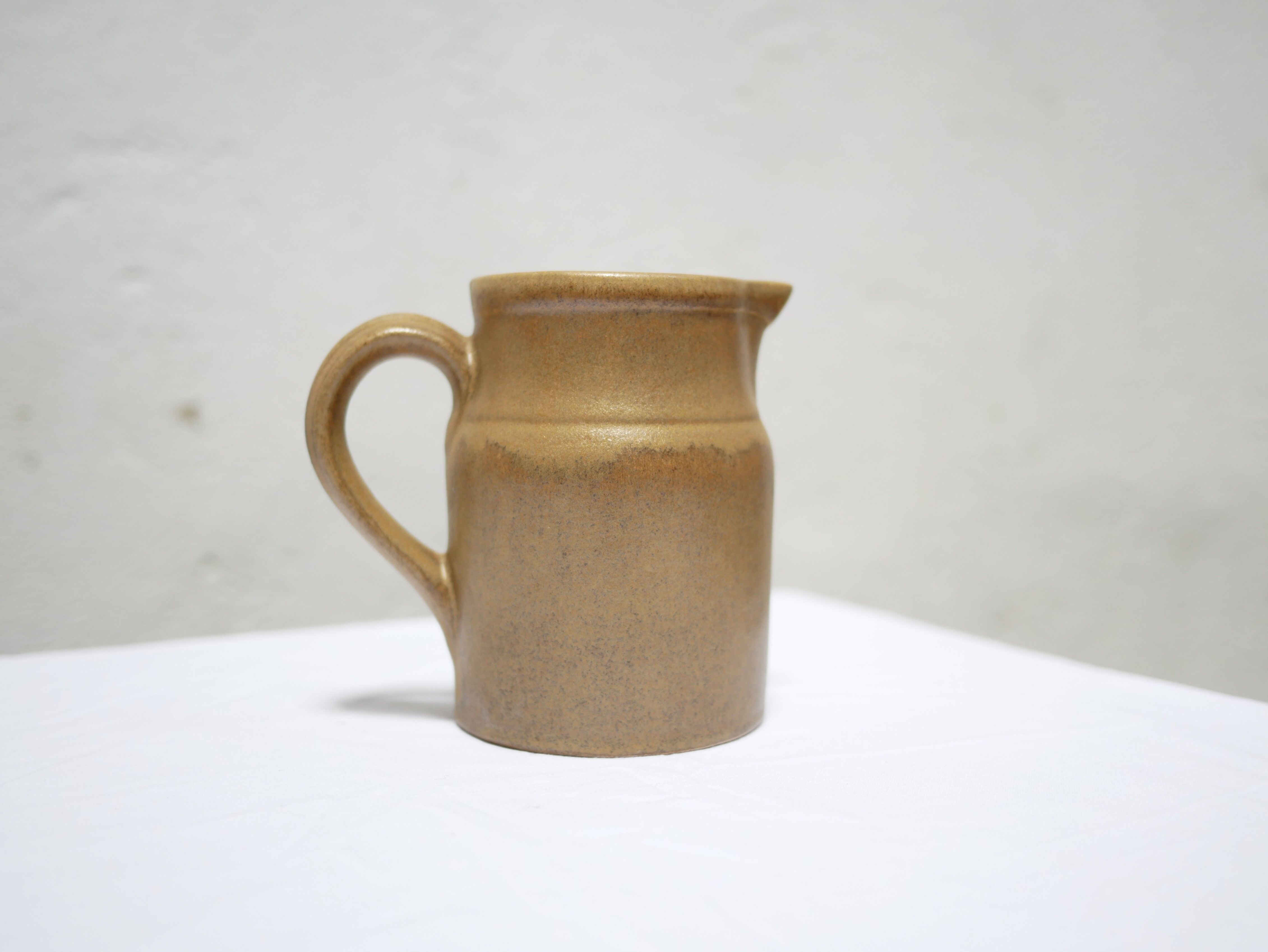 Vintage stoneware pitcher by the Digoin factory, France