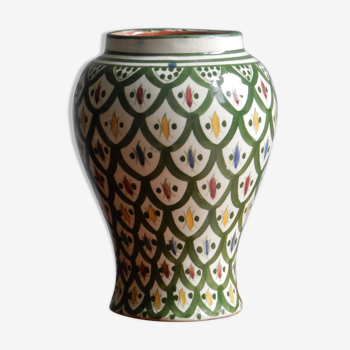 Safi pottery vase from Morocco / hand-painted terracotta