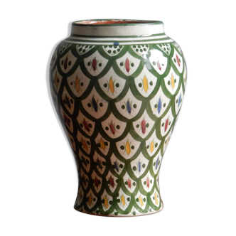 Safi pottery vase from Morocco / hand-painted terracotta