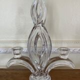 Double crystal candle holder from vannes le chatel 60s