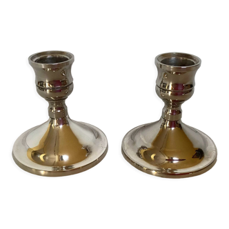 Pair of silver metal candle holders made in England