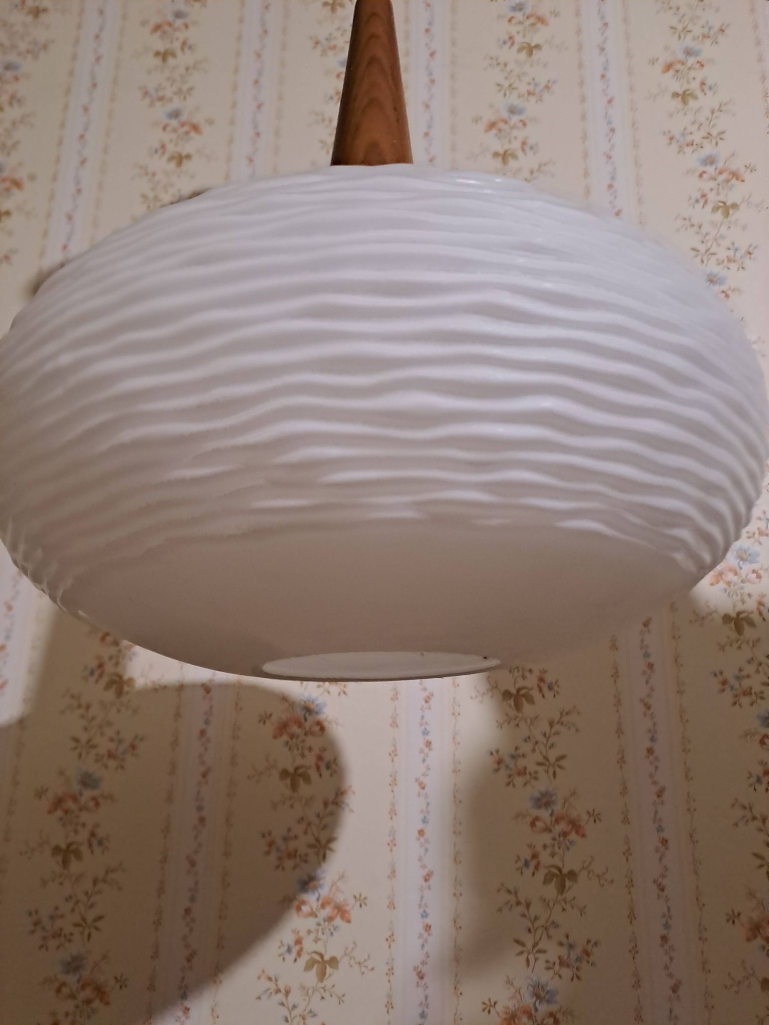 Suspension chandelier ceiling light frosted glass scandinavian France 1960 pop