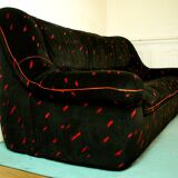 Convertible sofa in black velvet, 80s