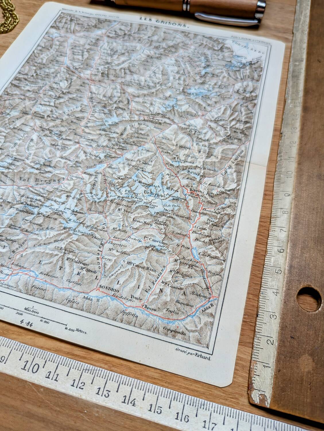 Imprimée en 1844, les Grisons, Suisse.