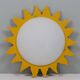 Vintage "sun" ceiling light Massive Belgium in opaline glass and lacquered wood.