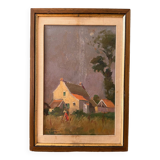 Oil on cardboard signed Pierre Albert Leroux