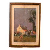 Oil on cardboard signed Pierre Albert Leroux