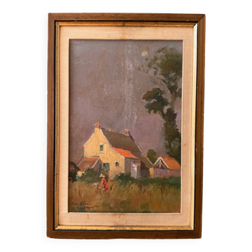 Huile sur carton signée Pierre Albert Leroux