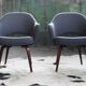 Eero Saarinen Knoll armchair upholstered in grey wool from the middle of the century