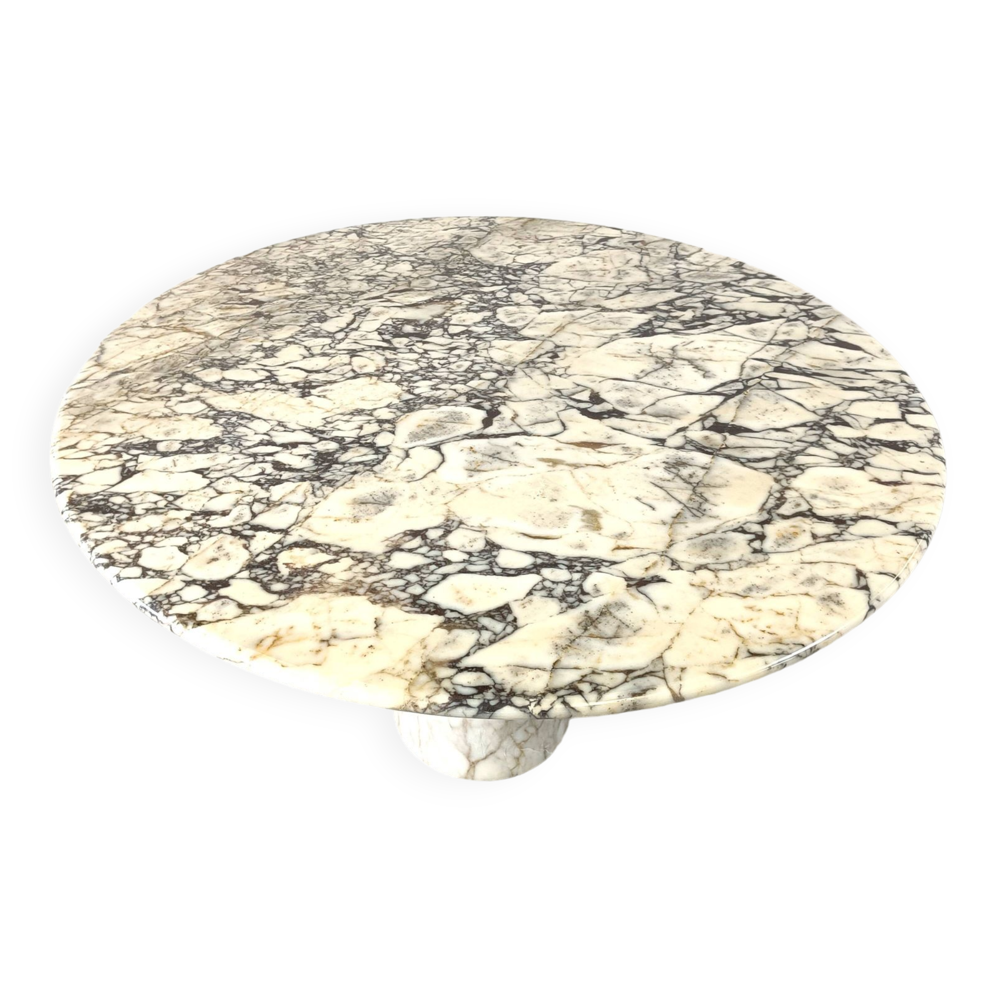 Vintage round marble dining table, 1970s