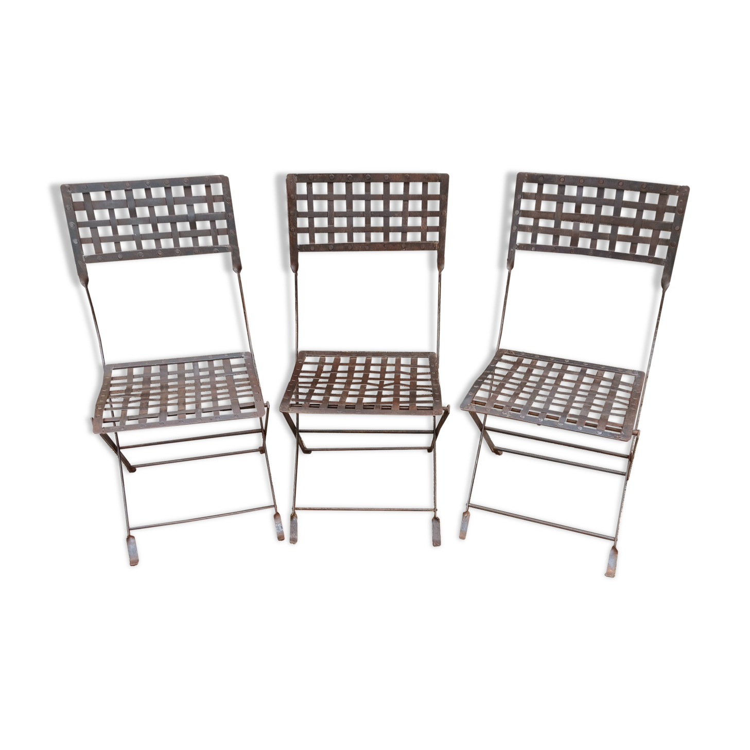 3 wrought iron chairs