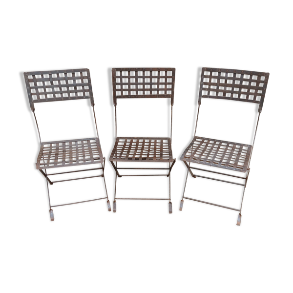 3 chaises en fer forgé