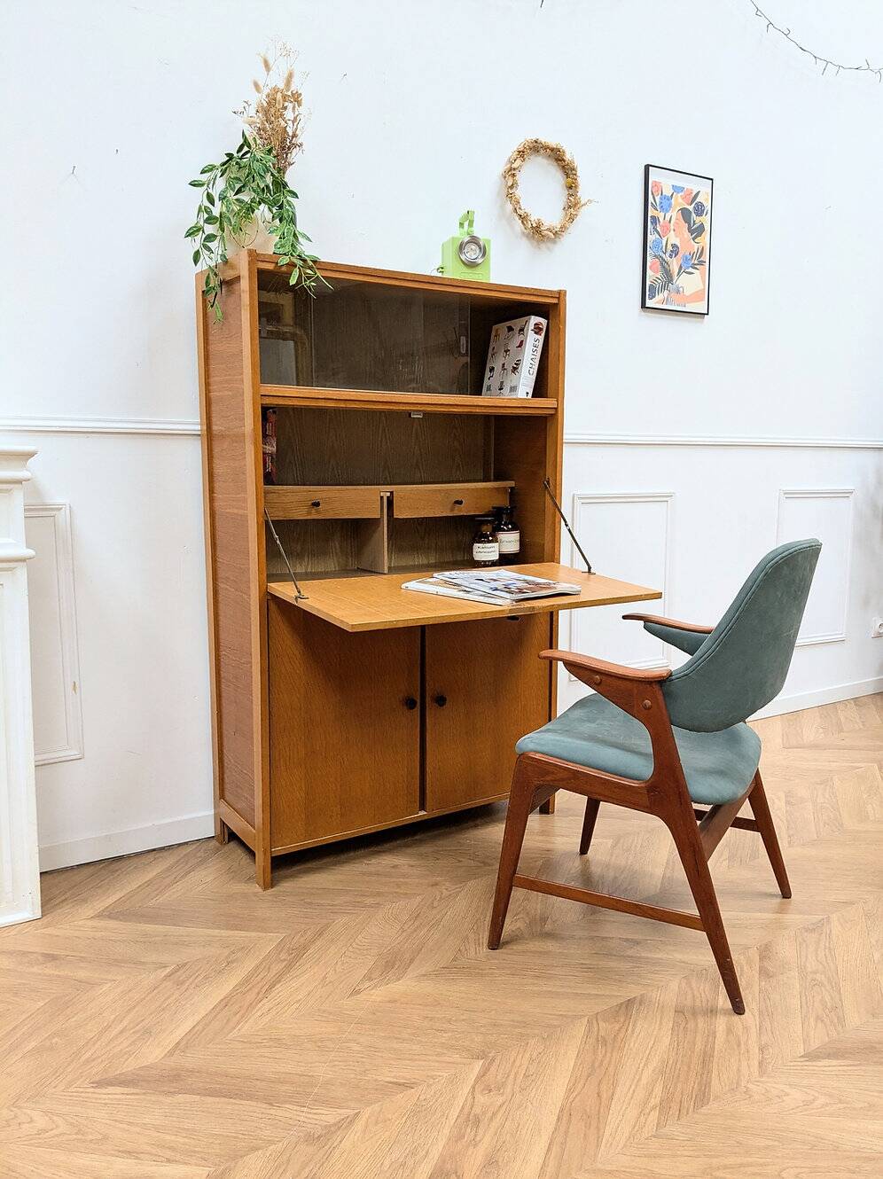 Vintage oak secretary