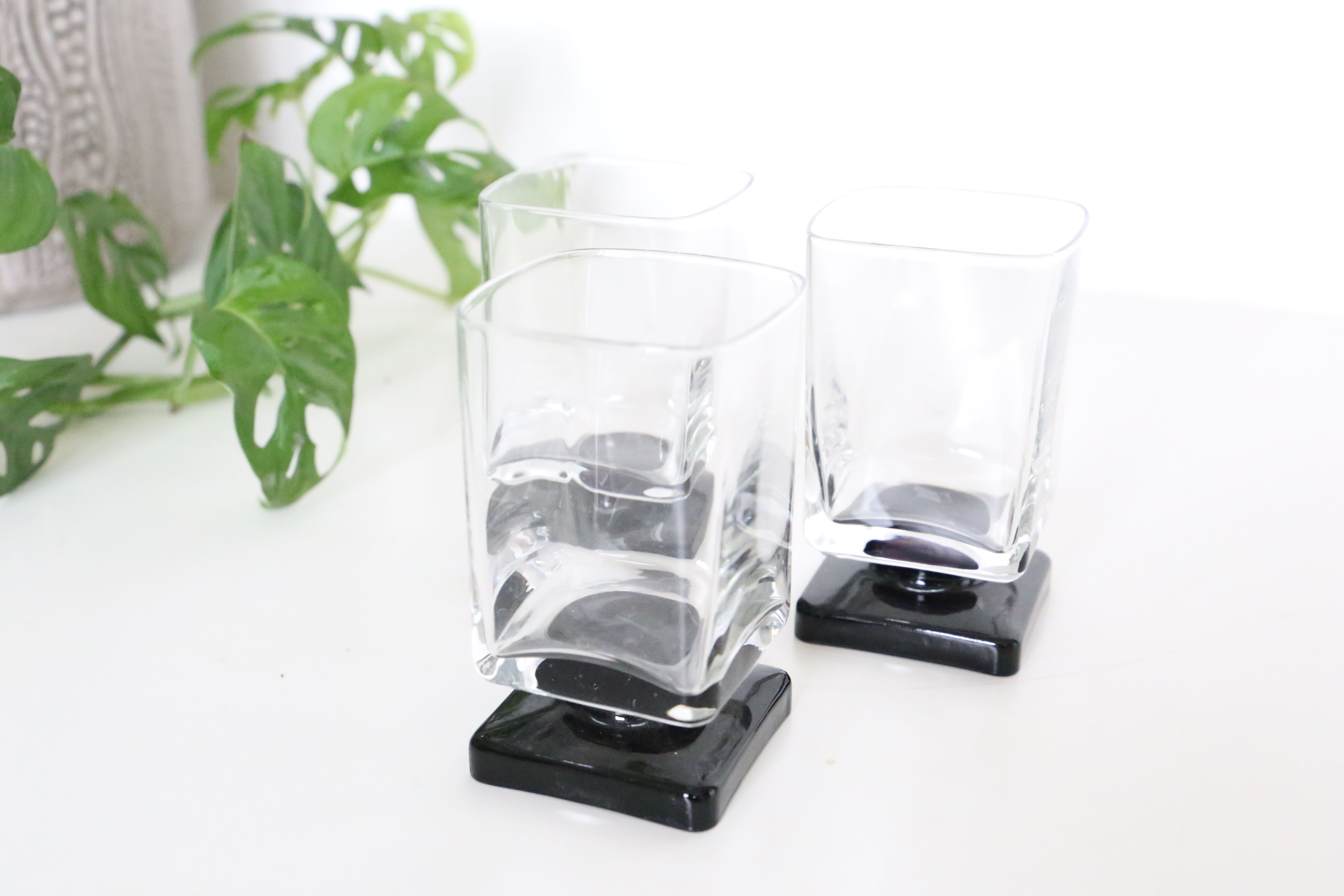 Set de 3 verres à pied, vintage, 1960, mid century