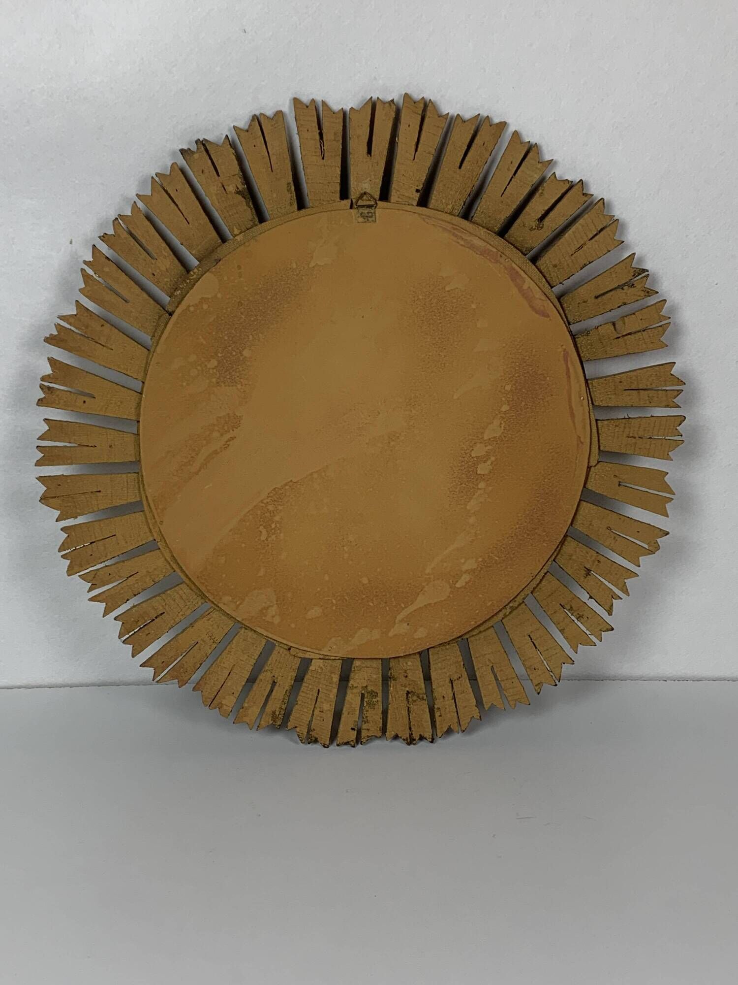 Large midcentury Spanish gold gilt wood sun or sunburst mirror, 1950s