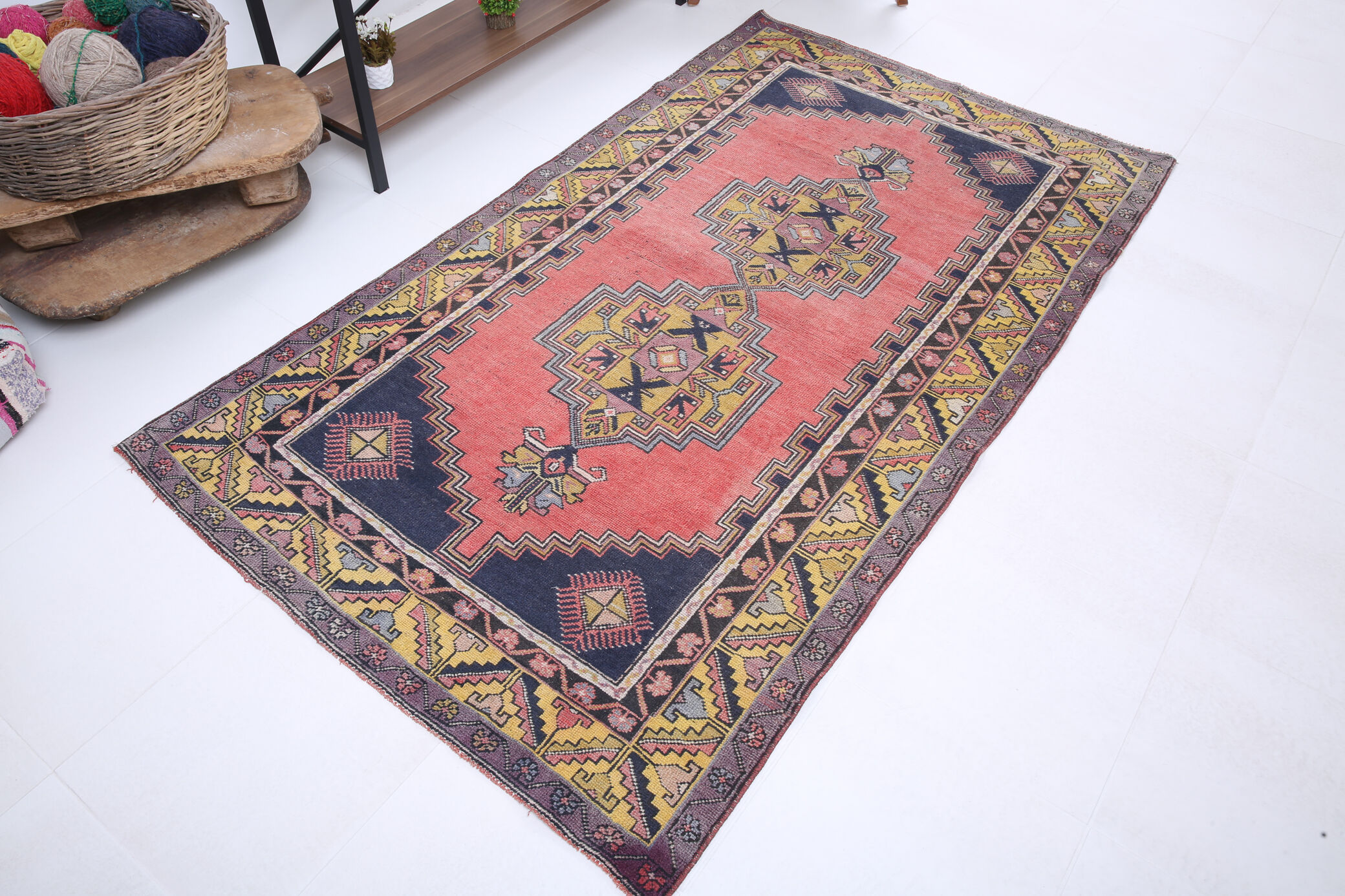 Tapis vintage rose antique 121x211