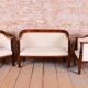 Biedermeier Seating Set in Walnut and Ebony, Austria, 1820s, Set of 3