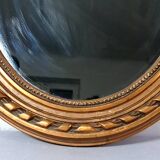 Miroir ovale cadre ancien style Louis XVI bois stuc doré d'origine 58x40 cm
