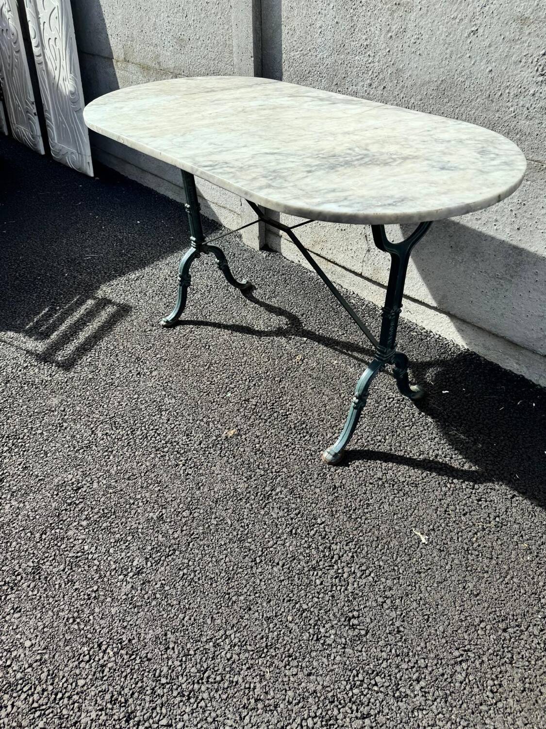 Godin cast iron and marble bistro table. 50's
